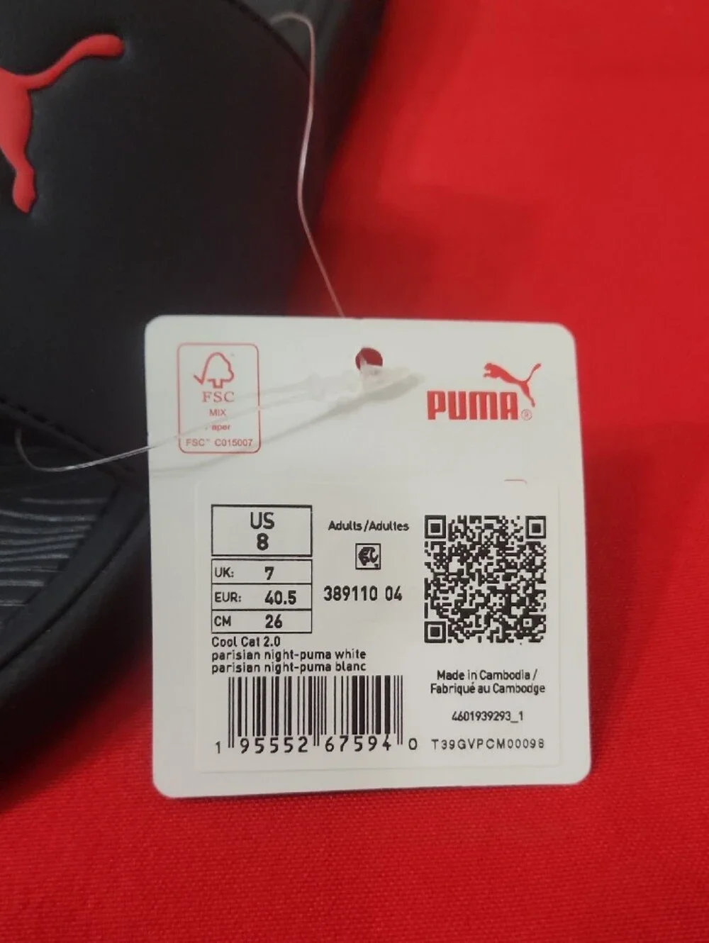 Puma Men's Black Slide Sandals with Red Puma Logo
